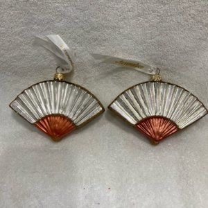 Gump's White Fan Christmas Ornament-  Set of 2